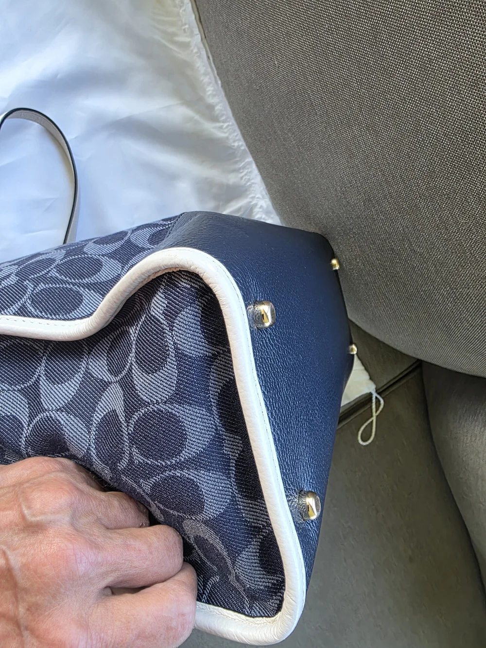 COACH New York Navy & White Signature Canvas Tote